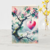 Krabappelboom Hart Valentijnsdag Kaart (Gele Bloem)