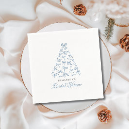 Krabbel Blauwe Lint Kerstboom Bruidsfeestje Servet