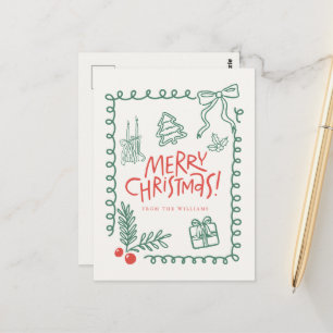 krabbel cute grillig vrolijk kerstfeest briefkaart