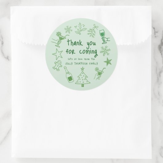 Krabbel Doodles Glitter Groen Dank Je Ronde Sticker (Tas)