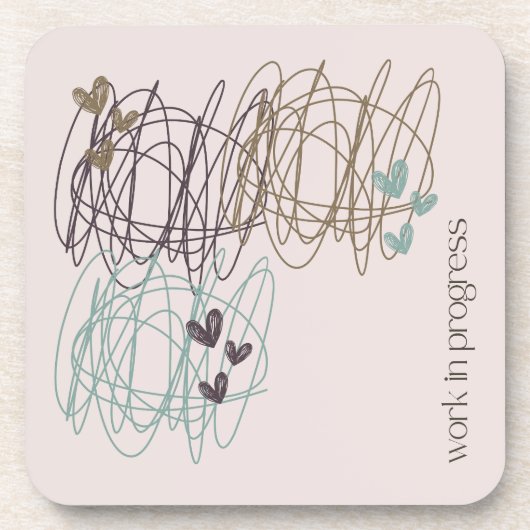 Krabbel en harten - ik ben een werk in uitvoering bier onderzetter (Voorkant)