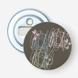 Krabbel en harten - Werk in uitvoering Button Flesopener