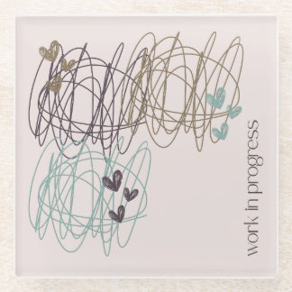 Krabbel en harten - Werk in uitvoering Glazen Onderzetter