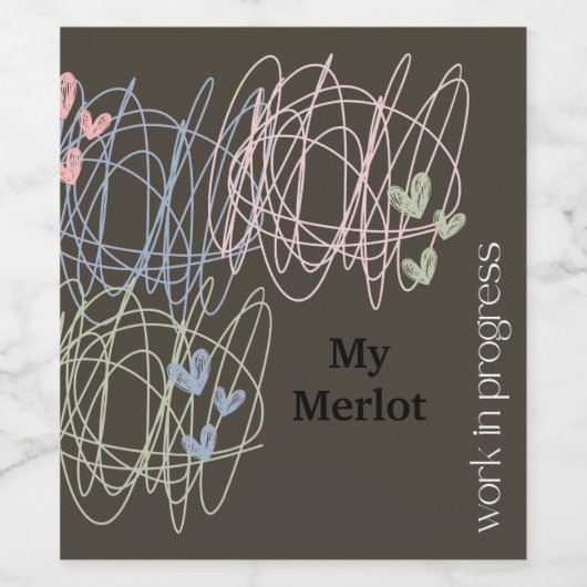 Krabbel en harten - Werk in uitvoering Wijn Etiket (Enkel label)