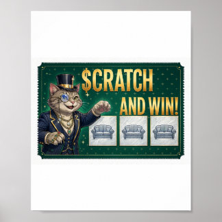 Krabbel en Win Kat — Grappige Lotterijbiljet Kat Poster