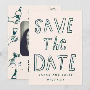 Krabbel Grappige Tekening Bewaar de datum Save The Date
