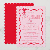 Krabbel Hand getrokken Doodle Bow Baby shower Kaart (Voorkant / Achterkant)