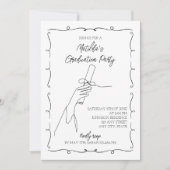 Krabbel Hand getrokken Zwart & Wit Graduation Part Kaart (Voorkant)