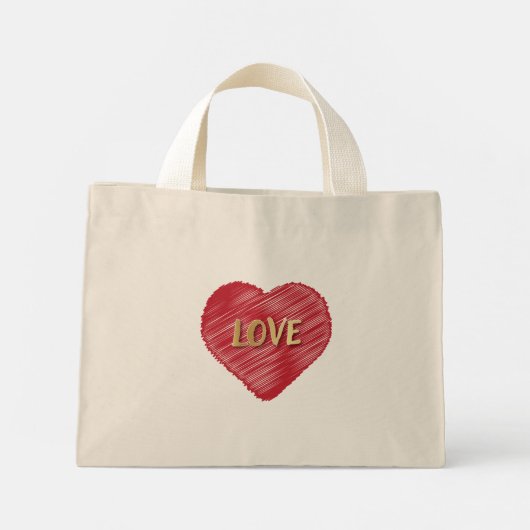Krabbel Hart Gouden Liefde Mini Tote Bag (Achterkant)