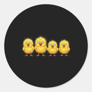 Krabbel Kuikens Line-up Schattig Geel Door Kippen  Ronde Sticker