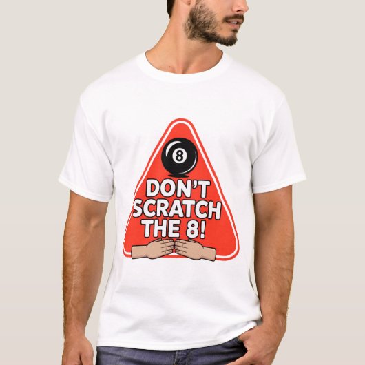 Krabbel niet aan de 8! Grappig biljart shirt (Voorkant)