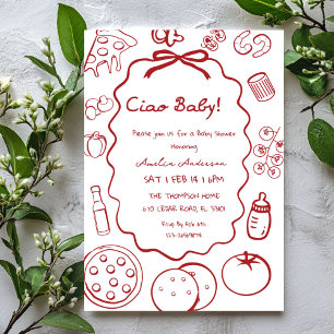 krabbel Pizza Italiaans Ciao Baby Shower Uitnodigi Kaart