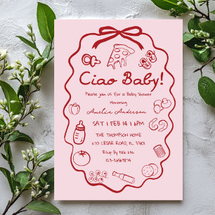 krabbel Pizza Italiaans Ciao Baby Shower Uitnodigi Kaart
