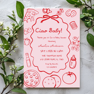 krabbel Pizza Italiaans Ciao Baby Shower Uitnodigi Kaart