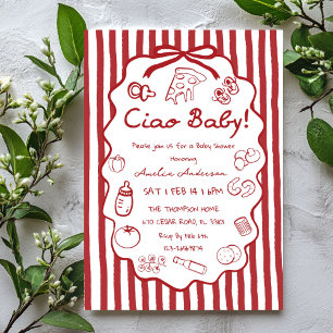 krabbel Pizza Italiaans Ciao Baby Shower Uitnodigi Kaart