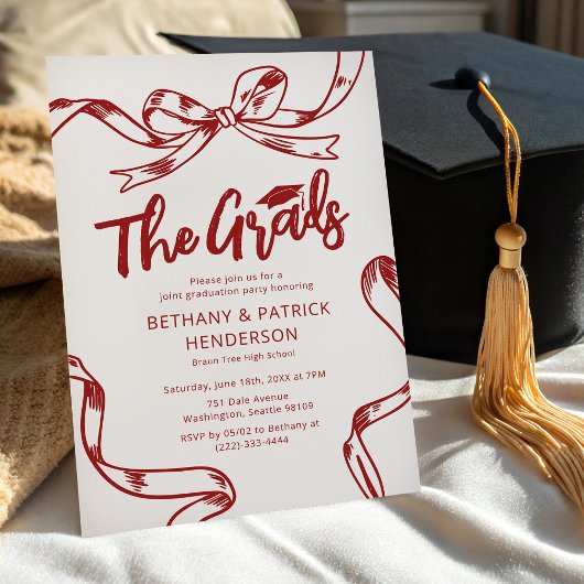 Krabbel Rode Strik Gezamenlijk Afstudeerfeest Kaart