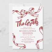 Krabbel Rode Strik Gezamenlijk Afstudeerfeest Kaart (Voorkant)