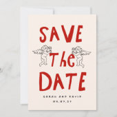 Krabbel Romantisch Tekening Bewaar de Datum Save The Date (Voorkant)