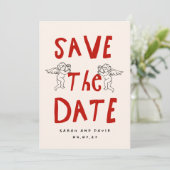 Krabbel Romantisch Tekening Bewaar de Datum Save The Date (Staand voorkant)