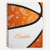 krabbelbloem boho oranje wit basketbal notitieboek (Voorkant)