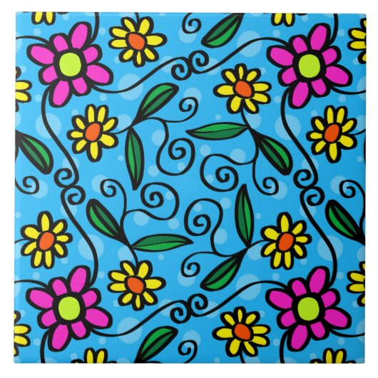 krabbelbloemen tegel tegeltje (Voorkant)