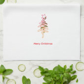 Krabbelboom + Ster Vrolijk Kerstmis Wit Theedoek (Gevouwen)