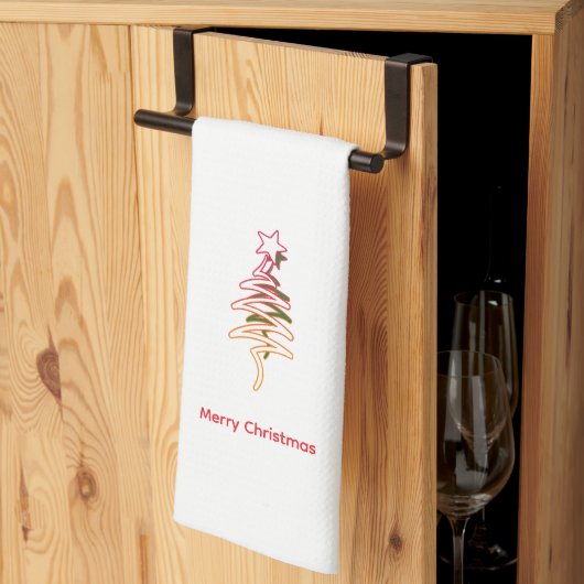 Krabbelboom + Ster Vrolijk Kerstmis Wit Theedoek (Derde Gevouwen)
