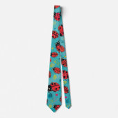 Krabbelde Blauwgroen & Rood Ladybug Pattern Stropdas (Voorkant)