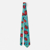 Krabbelde Blauwgroen & Rood Ladybug Pattern Stropdas (Achterkant)
