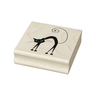 Krabbelende Kat Zwarte Kitten Douane Rubber Stempe Rubberstempel