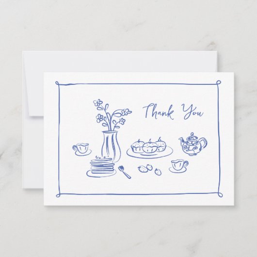 Krabbelige grillige doedel met de hand getrokken b bedankkaart (Voorkant)