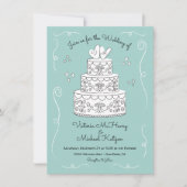 Krabbelige schets funky trouwtaart kaart (Voorkant)