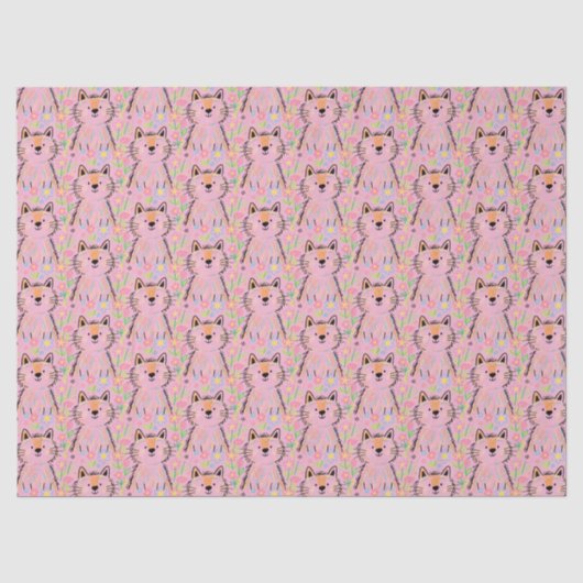 Krabbelkat Tissuepapier Roze (Voorkant)