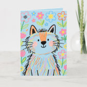 Krabbelkat Wenskaart Blauw Kaart (Voorkant)