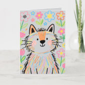 Krabbelkat Wenskaart Grijs Kaart (Voorkant)