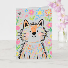 Krabbelkat Wenskaart Grijs Kaart