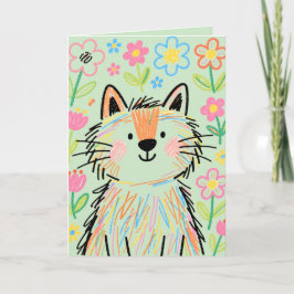 Krabbelkat Wenskaart Groen Kaart