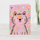 Krabbelkat Wenskaart Roze Kaart (Voorkant)