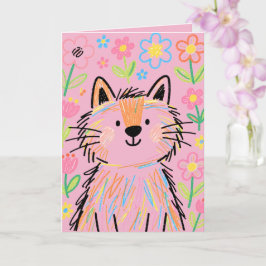 Krabbelkat Wenskaart Roze Kaart