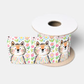 Krabbelkat Wit Satijnen Lint (Spoel)