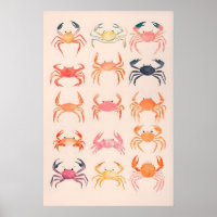 Krabben Aquarel Kunstprint Strandhuis Kust