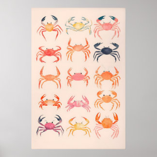 Krabben Aquarel Kunstprint Strandhuis Kust Poster
