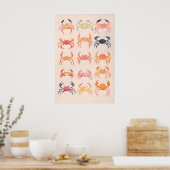 Krabben Aquarel Kunstprint Strandhuis Kust Poster (Keuken)