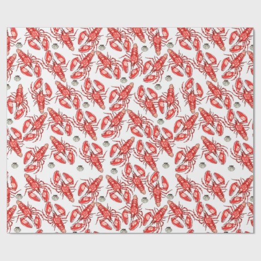 Krabben en kreeften. Zeevruchten. Cadeaupapier (Vlak)