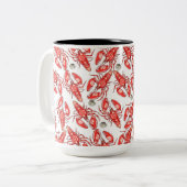 Krabben en kreeften. Zeevruchten. Tweekleurige Koffiemok (Voorkant links)