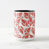 Krabben en kreeften. Zeevruchten. Tweekleurige Koffiemok (Center)