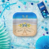 Krabben en Lemon Wedding Hearts in zand Papieren Bordje (Feest)