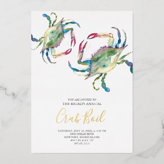 Krabben Kook Zomerfeest Folie Uitnodiging (Voorkant)