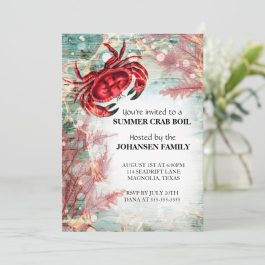 Krabben Kookfeest Zeevocht Zomerfeestje Kaart (Staand voorkant)