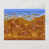 Krabben op het strand briefkaart (Voorkant)